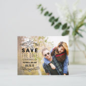 CARTE POSTALE FAIRE-PART SURFACE RUSTIQUE | ENREGISTRER LA DATE D'ANNONCE (Debout devant)