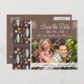 Carte Postale Faire-part Surfboards et Hibiscus tropicaux (Devant / Derrière)