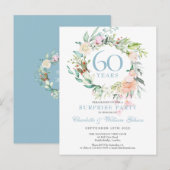Carte Postale Faire-part Surprise Party 60e anniversaire Floral Rose (Devant / Derrière)