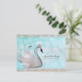 Carte Postale Faire-part Swan Princess Parties scintillant Conte de fée Enr (Debout devant)