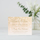 Carte Postale Faire-part Sweet 16 Enregistrer La Date Gold Bokeh Sparkle Li (Debout devant)