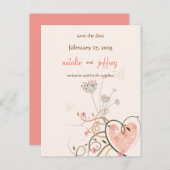 Carte Postale Faire-part Sweet Heart & Butterfly Swirls Enregistrer La Cart (Devant / Derrière)