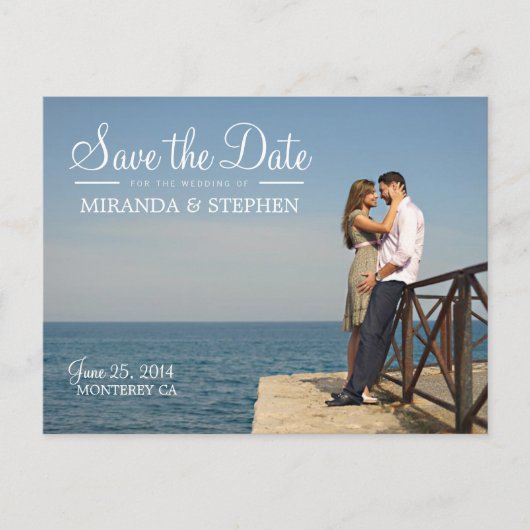 Carte Postale Faire-part Sweet Modern Wedding Enregistrer la Date Photo Car (Devant)