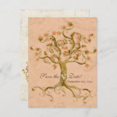 Carte Postale Faire-part Swirl Tree Roots Antiquité Parchemin Mariage Enreg (Devant / Derrière)