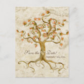 Carte Postale Faire-part Swirl Tree Roots Antiquité Parchemin Mariage Enreg (Devant)