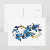 Carte Postale Faire-part Symbol Infinity of Blue Morpho Butterflies (Devant / Derrière)