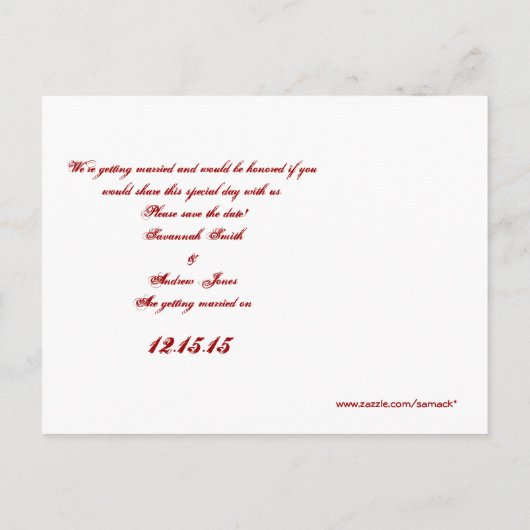 Carte Postale Faire-part T-Shirts, Cadeaux, Stickers & Favoriser Mariage Ar (Dos)