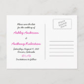 Carte Postale Faire-part Tableau Magenta Nœud Photo Mariage Enregistrer la (Dos)