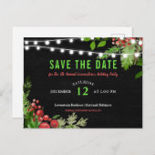 Carte Postale Faire-part Tableau noir de Noël Sauvez la date Holly Feuilles (Devant / Derrière)