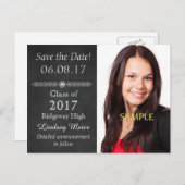 Carte Postale Faire-part Tableau noir Enregistrer la date de la remise des  (Devant / Derrière)