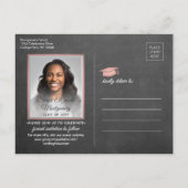 Carte Postale Faire-part Tableau noir et rose Photo de remise des diplômes  (Dos)