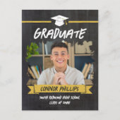 Carte Postale Faire-part Tableau noir jaune Cool - Diplôme photo (Devant)