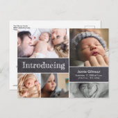 Carte Postale Faire-part Tableau noir Présentation de la photo-collage de n (Devant / Derrière)