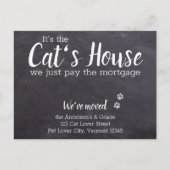 Carte Postale Faire-part Tableau Noir Rustique Nous Avons Déménagé Chat Ani (Devant)