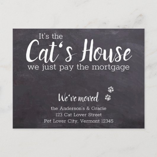 Carte Postale Faire-part Tableau Noir Rustique Nous Avons Déménagé Chat Ani (Devant)