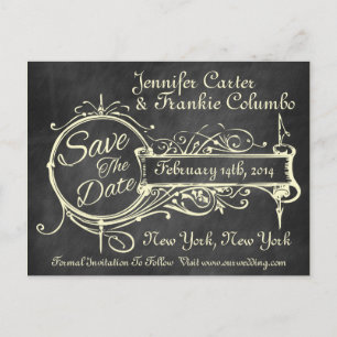 Carte Postale Faire-part Tableau noir vintage Enregistrer la date