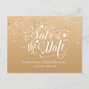 Carte Postale Faire-part Tacheté d'or Save The Date