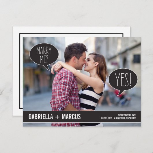 Carte Postale Faire-part Talk Bubbles Mariage Enregistrer La Date (Devant / Derrière)