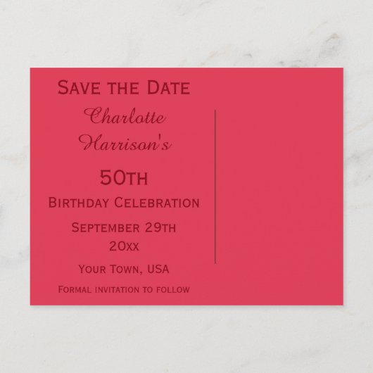 Carte Postale Faire-part Talons Aiguilles Pailletés 50e Anniversaire Save T (Dos)