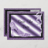 Carte Postale Faire-part Talons Violets & Rubans 60e Événement à ne pas man (Devant / Derrière)