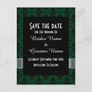 Carte Postale Faire-part Tampon noir et vert enregistrer la date