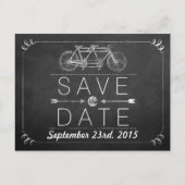 Carte Postale Faire-part Tandem Bicycle Chalkboard Typographie Mariage (Devant)