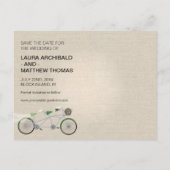 Carte Postale Faire-part Tandem Green Bicycle Wedding Enregistrer la date (Dos)
