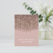 Carte Postale Faire-part Taupe Blush Rose Rose Parties scintillant de bronz (Debout devant)