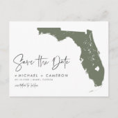 Carte Postale Faire-part Taupe Green Florida Map QR Code Enregistrer la dat (Devant)