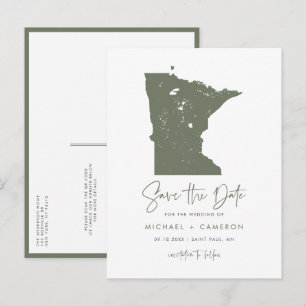 Carte Postale Faire-part Taupe Green Minnesota Map QR Code Enregistrer la d