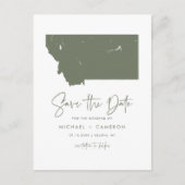 Carte Postale Faire-part Taupe Green Montana Map QR Code Enregistrer la dat (Devant)