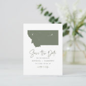 Carte Postale Faire-part Taupe Green Montana Map QR Code Enregistrer la dat (Debout devant)