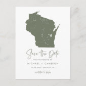 Carte Postale Faire-part Taupe Green Wisconsin Map QR Code Enregistrer la d (Devant)