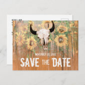 Carte Postale Faire-part Taureau Rustique Mariage Taureau Sauvez La Date (Devant / Derrière)