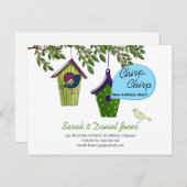 Carte Postale Faire-part Tchip tchip alerte nouvel adresse oiseau s'install (Devant / Derrière)