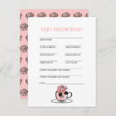 Carte Postale Faire-part Teacup & Fleurs Baby shower Baby Prediction Jeu (Devant / Derrière)