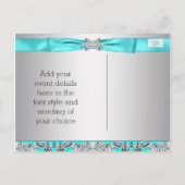 Carte Postale Faire-part Teal Blue Silver Enregistrer La Date (Dos)