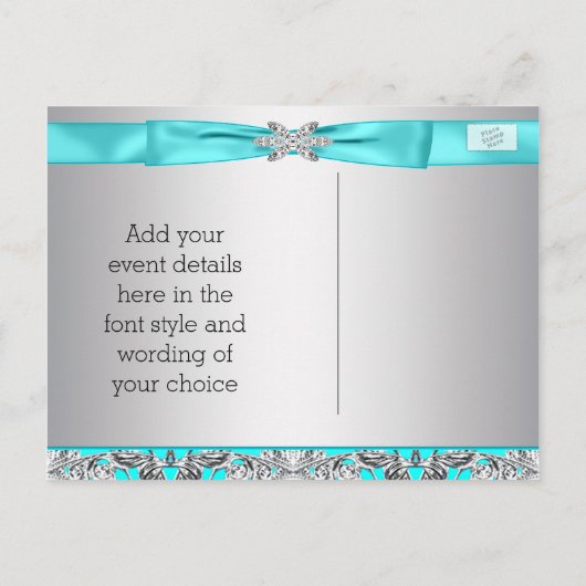 Carte Postale Faire-part Teal Blue Silver Enregistrer La Date (Dos)