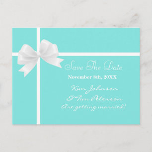 Carte Postale Faire-part Teal Turquoise Bleu & Nœud Papillon Mariage Enregi
