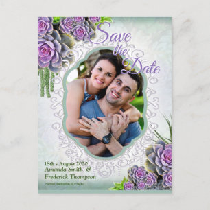 Carte Postale Faire-part Teintes succulentes de SeaGreen, Violet Enregistre