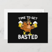 Carte Postale Faire-part Temps To Get Basted Funny Beer Thanksgiving Turkey (Devant / Derrière)
