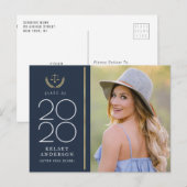 Carte Postale faire-part tendance d'études de droit bleu (Devant / Derrière)