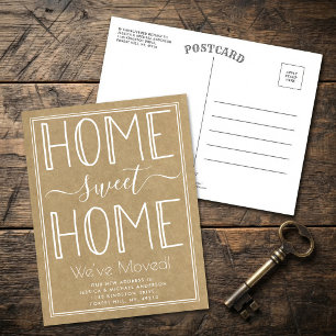 Carte Postale Faire-part Tendance Maison Douce Maison Typographie Kraft Dém