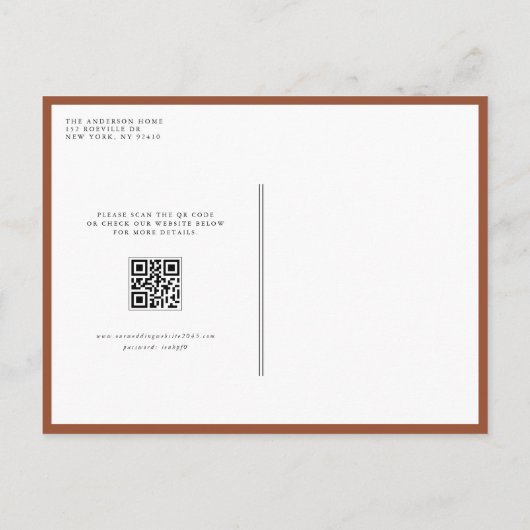 Carte Postale Faire-part Terracotta Boho Botanical QR Code Enregistrer la d (Dos)