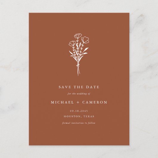 Carte Postale Faire-part Terracotta Boho Botanical QR Code Enregistrer la d (Devant)