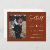 Carte Postale Faire-part Terracotta Burnt Orange Simple Photo Enregistrer L (Devant / Derrière)