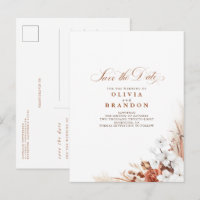 Terracotta et Fleurs Blanches Bohème Save The Date