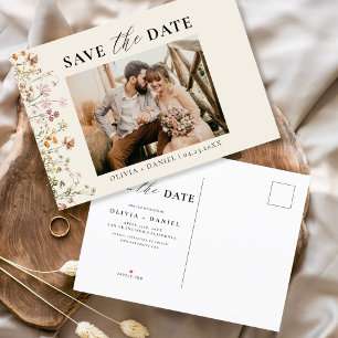 Carte Postale Faire-part Terracotta Fleur Sauvage Floral Mariage Coloré