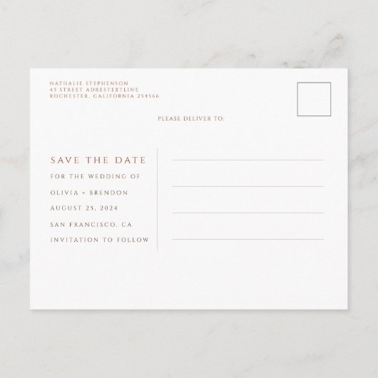 Carte Postale Faire-part Terracotta Floral Boho Exotique Enregistrer La Dat (Dos)