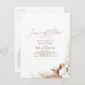 Carte Postale Faire-part Terracotta Floral Boho Exotique Enregistrer La Dat (Devant / Derrière)